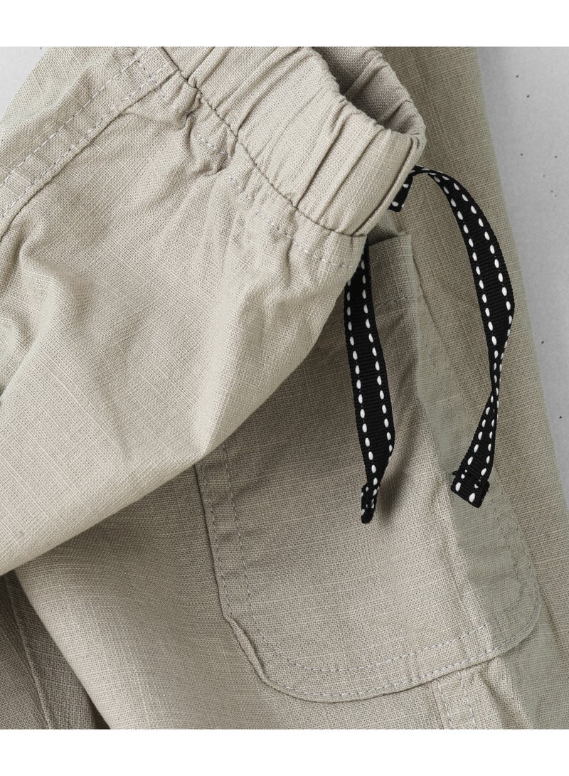 JAM Boys Beige Cotton Cargo Pants with Drawstring - Image 4